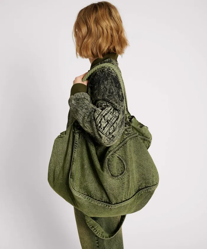 One Teaspoon Bags BLACK KHAKI DENIM OVERNIGHTER BAG 8211 Women