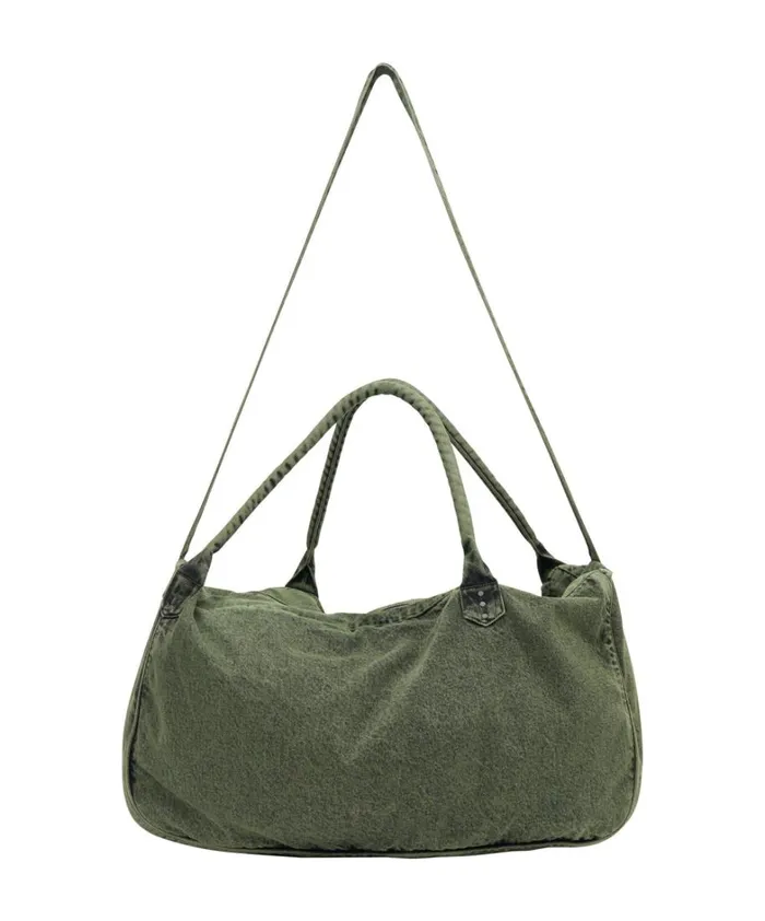 One Teaspoon Bags BLACK KHAKI DENIM OVERNIGHTER BAG 8211 Women