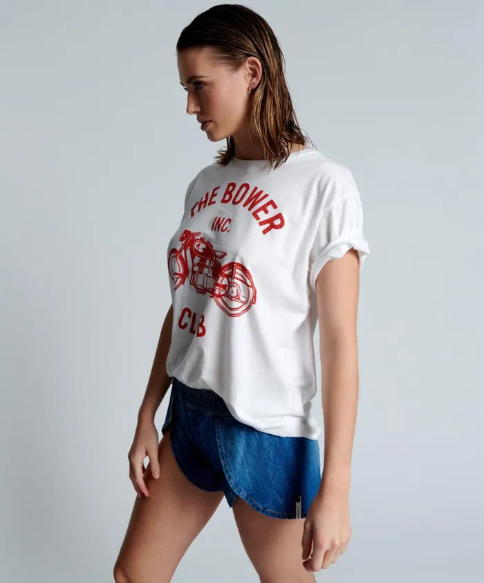 One Teaspoon Basic Tees BOWER BIKE CLUB ORGANIC UNISEX TEE 8211 Women