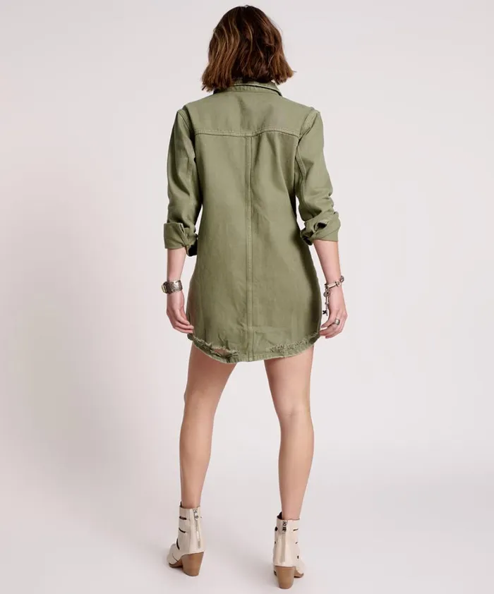One Teaspoon Denim Dresses MILITARY KHAKI TRUCKER SHIRT DRESS 8211 Women One Teaspoon Denim Dresses MILITARY KHAKI TRUCKER SHIRT DRESS 8211 Women