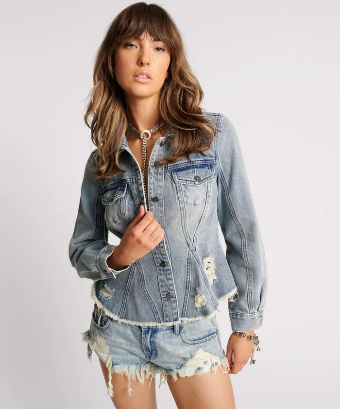 One Teaspoon Denim Jackets SALTY DOG PEPLUM DENIM SHACKET 8211 Women