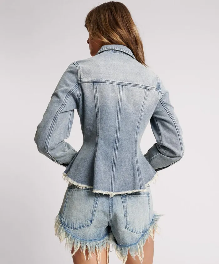 One Teaspoon Denim Jackets SALTY DOG PEPLUM DENIM SHACKET 8211 Women One Teaspoon Denim Jackets SALTY DOG PEPLUM DENIM SHACKET 8211 Women