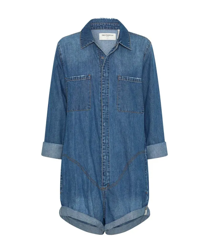 One Teaspoon Denim Jumpsuits BAY BLUE PROPHECY JUMPSUIT 8211 Women One Teaspoon Denim Jumpsuits BAY BLUE PROPHECY JUMPSUIT 8211 Women