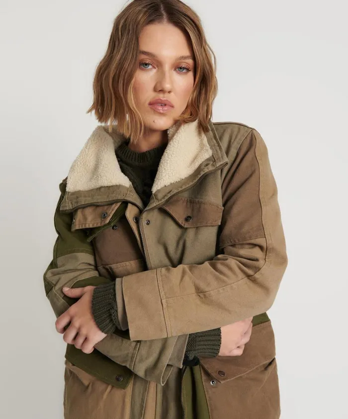 One Teaspoon Jackets KHAKI PATCHWORKED DEFENDER COAT 8211 Women