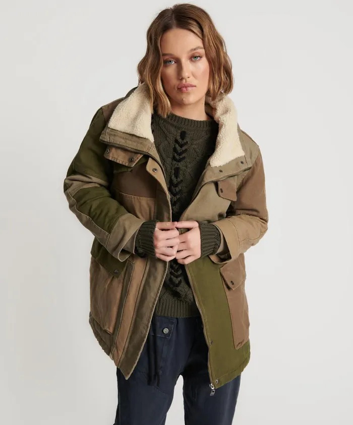 One Teaspoon Jackets KHAKI PATCHWORKED DEFENDER COAT 8211 Women One Teaspoon Jackets KHAKI PATCHWORKED DEFENDER COAT 8211 Women