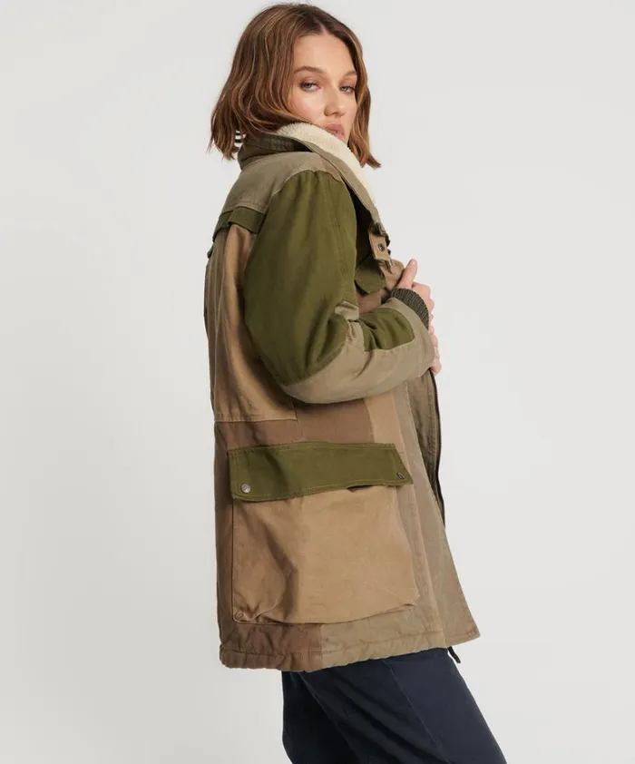 One Teaspoon Jackets KHAKI PATCHWORKED DEFENDER COAT 8211 Women One Teaspoon Jackets KHAKI PATCHWORKED DEFENDER COAT 8211 Women