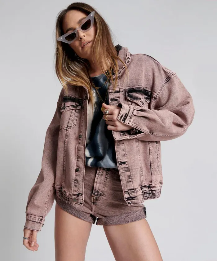 One Teaspoon Jackets NIGHT HAZE OVERSIZED DENIM TRUCKER JACKET 8211 Women