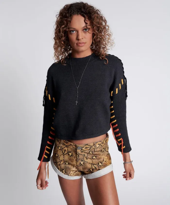 One Teaspoon Knitwear STITCHED UP CROP KNIT SWEATER 8211 Women