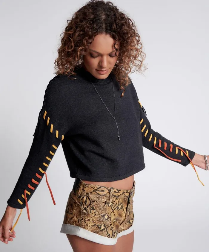 One Teaspoon Knitwear STITCHED UP CROP KNIT SWEATER 8211 Women One Teaspoon Knitwear STITCHED UP CROP KNIT SWEATER 8211 Women