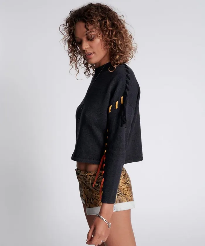 One Teaspoon Knitwear STITCHED UP CROP KNIT SWEATER 8211 Women One Teaspoon Knitwear STITCHED UP CROP KNIT SWEATER 8211 Women