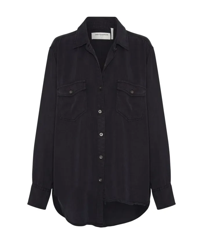 One Teaspoon Shirts CHARCOAL CUT OFF ORIGINAL LIBERTY SHIRT 8211 Women One Teaspoon Shirts CHARCOAL CUT OFF ORIGINAL LIBERTY SHIRT 8211 Women