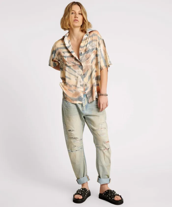 One Teaspoon Shirts HAND PAINTED DATE NIGHT SATIN SHIRT 8211 Women One Teaspoon Shirts HAND PAINTED DATE NIGHT SATIN SHIRT 8211 Women