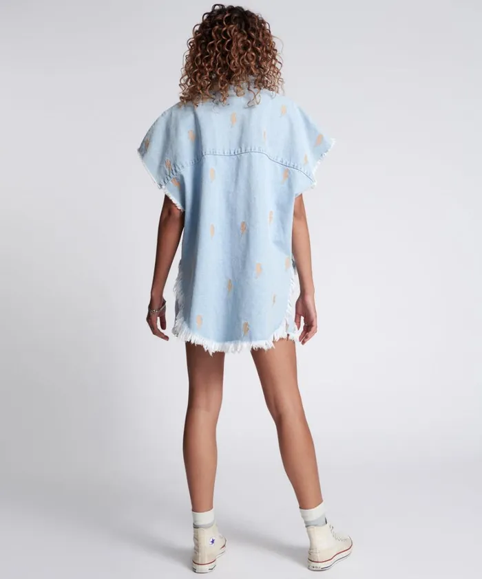 One Teaspoon Shirts LIGHTNING BOLT CUT OFF DARIA SHIRT 8211 Women One Teaspoon Shirts LIGHTNING BOLT CUT OFF DARIA SHIRT 8211 Women