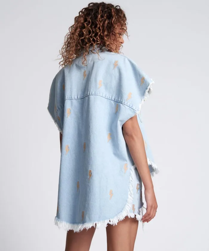 One Teaspoon Shirts LIGHTNING BOLT CUT OFF DARIA SHIRT 8211 Women One Teaspoon Shirts LIGHTNING BOLT CUT OFF DARIA SHIRT 8211 Women