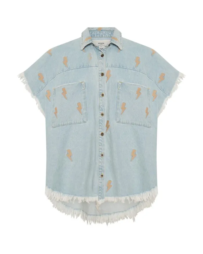 One Teaspoon Shirts LIGHTNING BOLT CUT OFF DARIA SHIRT 8211 Women One Teaspoon Shirts LIGHTNING BOLT CUT OFF DARIA SHIRT 8211 Women