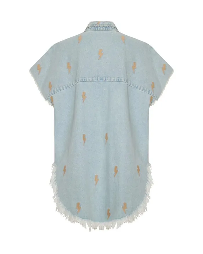 One Teaspoon Shirts LIGHTNING BOLT CUT OFF DARIA SHIRT 8211 Women One Teaspoon Shirts LIGHTNING BOLT CUT OFF DARIA SHIRT 8211 Women