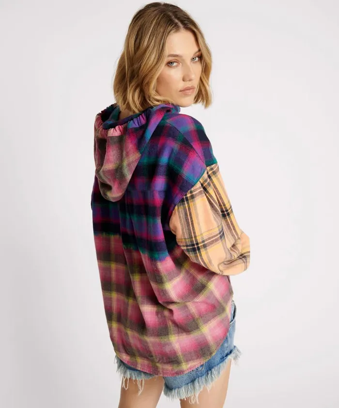 One Teaspoon Shirts MIXED FLANNEL HOODED SHIRT 8211 Women One Teaspoon Shirts MIXED FLANNEL HOODED SHIRT 8211 Women