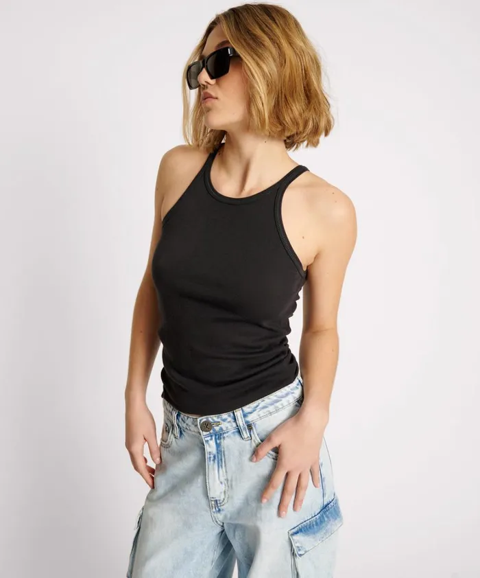 One Teaspoon Tees and Tanks BLACK ONE TEASPOON FINE RIB SINGLET 8211 Women One Teaspoon Tees and Tanks BLACK ONE TEASPOON FINE RIB SINGLET 8211 Women
