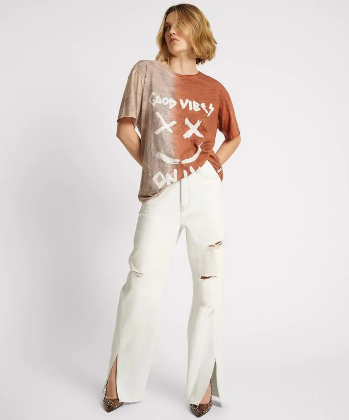 One Teaspoon Tees and Tanks GOOD VIBES ONLY OVERSIZED HAND DYED TEE 8211 Women One Teaspoon Tees and Tanks GOOD VIBES ONLY OVERSIZED HAND DYED TEE 8211 Women