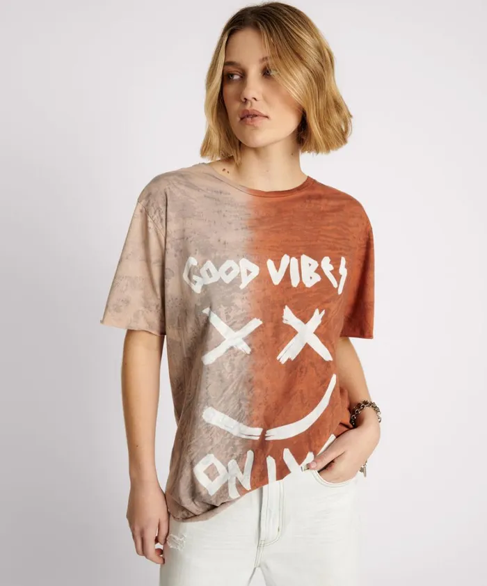 One Teaspoon Tees and Tanks GOOD VIBES ONLY OVERSIZED HAND DYED TEE 8211 Women One Teaspoon Tees and Tanks GOOD VIBES ONLY OVERSIZED HAND DYED TEE 8211 Women