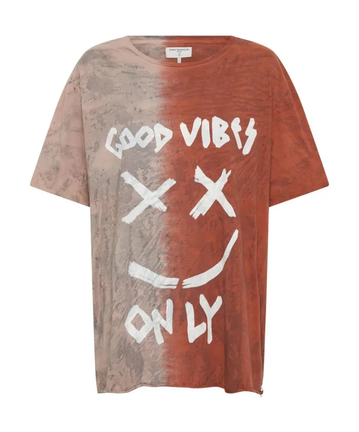 One Teaspoon Tees and Tanks GOOD VIBES ONLY OVERSIZED HAND DYED TEE 8211 Women One Teaspoon Tees and Tanks GOOD VIBES ONLY OVERSIZED HAND DYED TEE 8211 Women