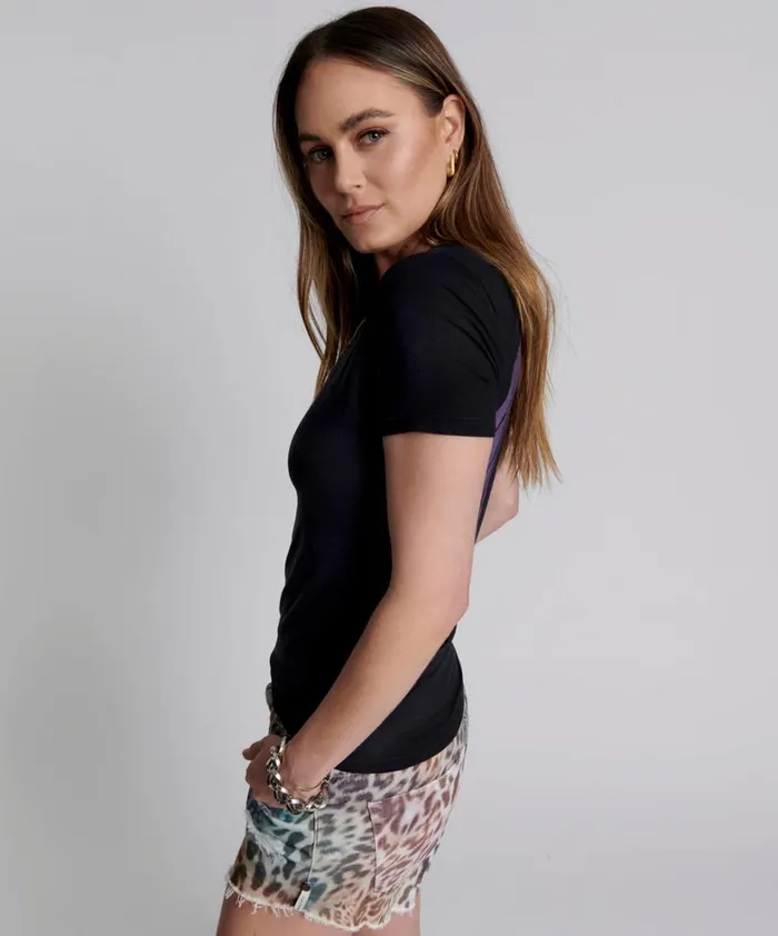 One Teaspoon Tees and Tanks WASHED BLACK SMILEY LOGO FITTED TEE 8211 Women One Teaspoon Tees and Tanks WASHED BLACK SMILEY LOGO FITTED TEE 8211 Women