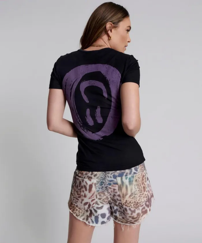 One Teaspoon Tees and Tanks WASHED BLACK SMILEY LOGO FITTED TEE 8211 Women One Teaspoon Tees and Tanks WASHED BLACK SMILEY LOGO FITTED TEE 8211 Women