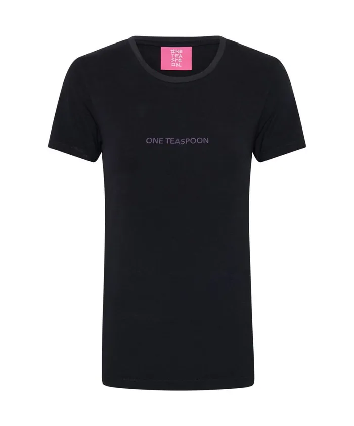 One Teaspoon Tees and Tanks WASHED BLACK SMILEY LOGO FITTED TEE 8211 Women One Teaspoon Tees and Tanks WASHED BLACK SMILEY LOGO FITTED TEE 8211 Women