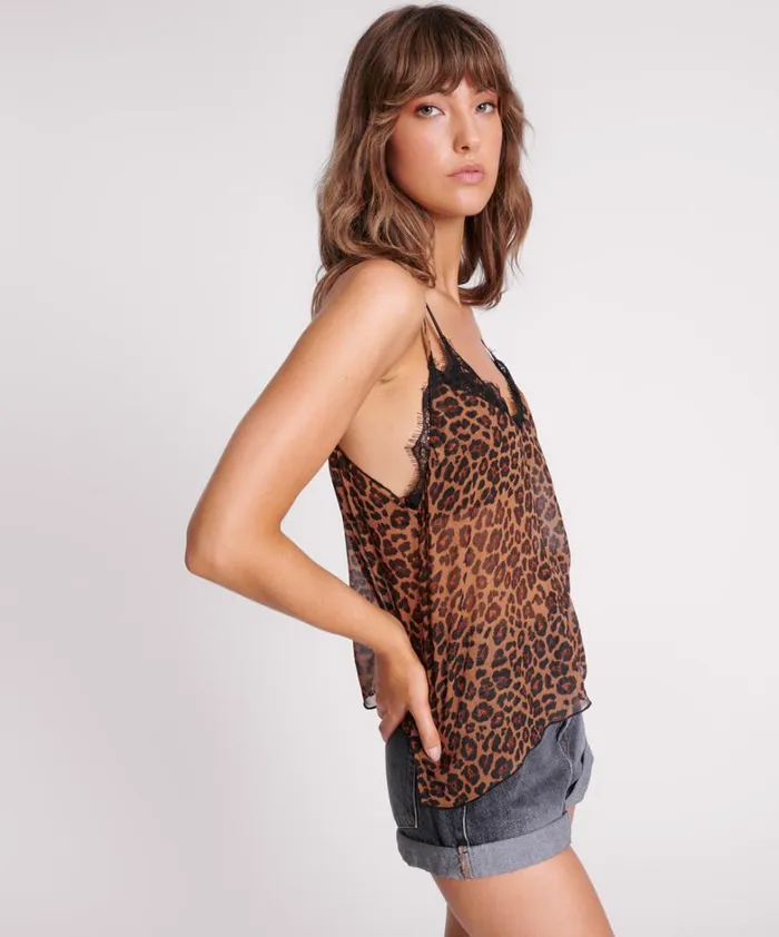 One Teaspoon Tops LEOPARD AND LACE CAMI TOP 8211 Women One Teaspoon Tops LEOPARD AND LACE CAMI TOP 8211 Women