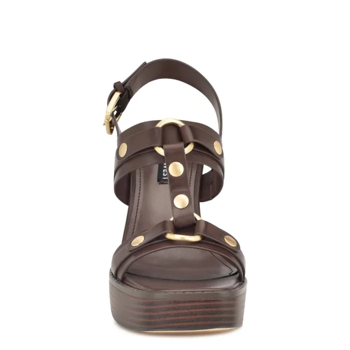Opell Tailored Platform Sandals Dark Brown Women Nine West Platforms Opell Tailored Platform Sandals Dark Brown Women Nine West Platforms