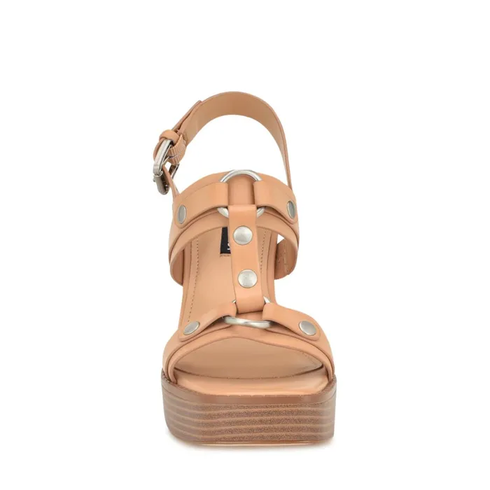 Opell Tailored Platform Sandals Light Natural Women Nine West High Heels Opell Tailored Platform Sandals Light Natural Women Nine West High Heels