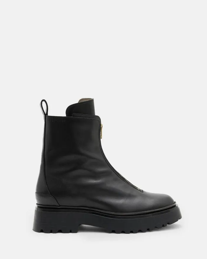 Ophelia Chunky Leather Chelsea Boots Black Women AllSaints Shoes and Boots