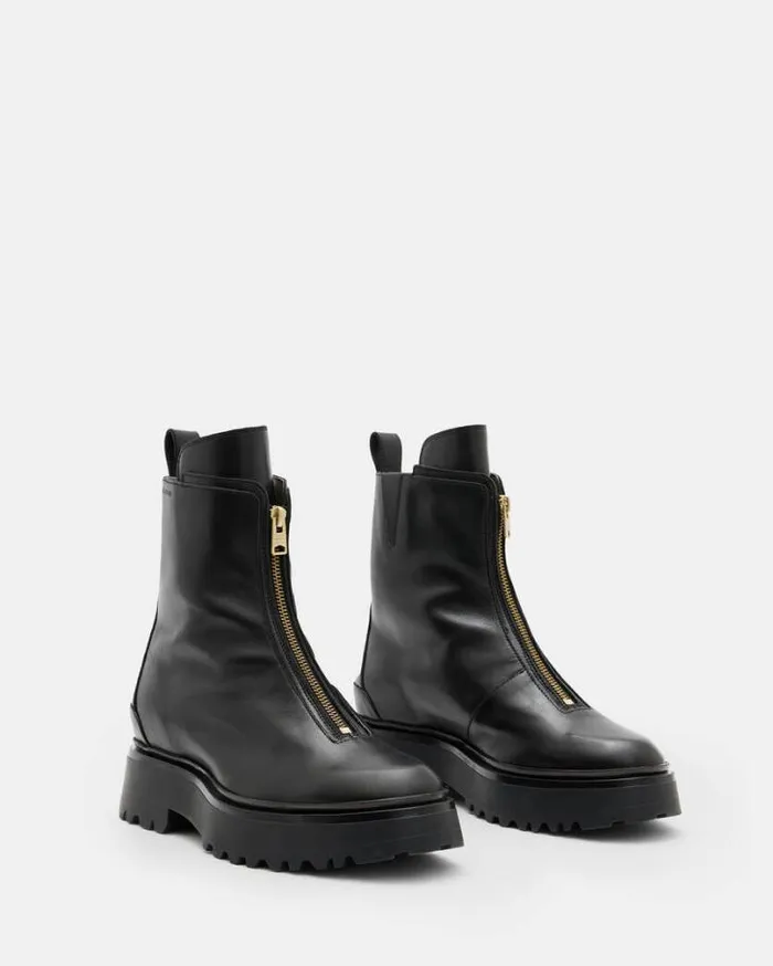 Ophelia Chunky Leather Chelsea Boots Black Women AllSaints Shoes and Boots
