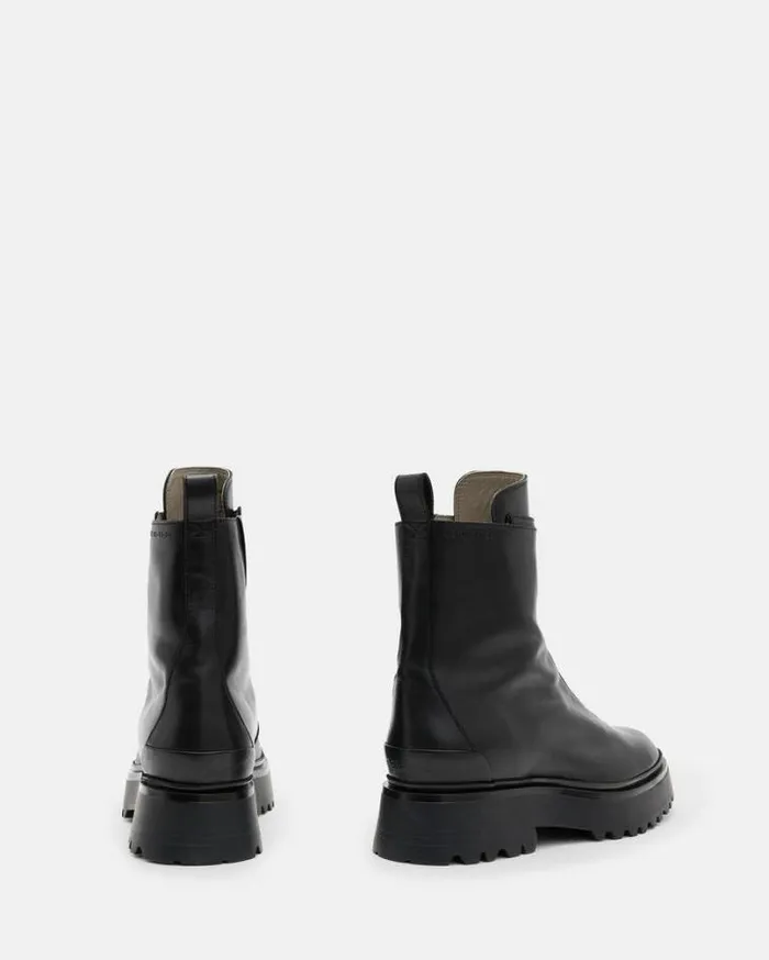 Ophelia Chunky Leather Chelsea Boots Black Women AllSaints Shoes and Boots