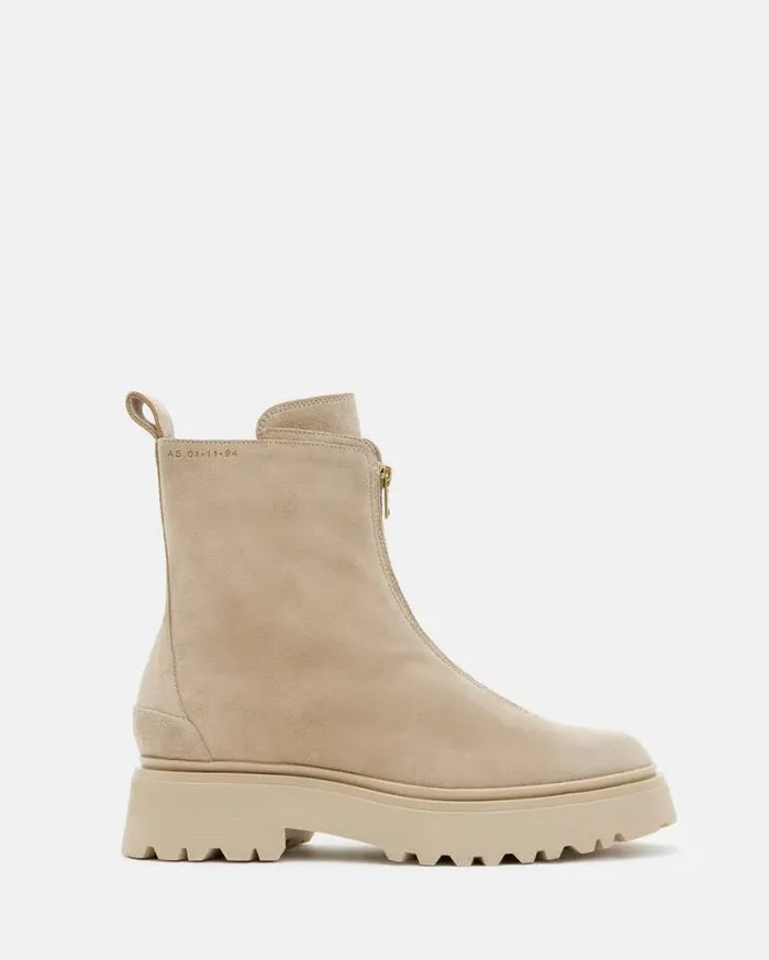 Ophelia Chunky Suede Chelsea Boots Sand Brown Women AllSaints Shoes and Boots