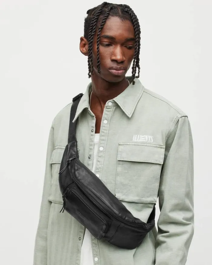 Oppose Leather Fanny Pack Black Men AllSaints Bags and Wallets