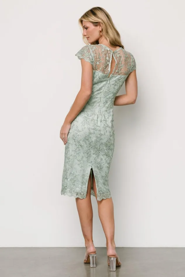 Oriana Embossed Shimmer Midi Dress Sage Women Baltic Born Embellished Sequin Oriana Embossed Shimmer Midi Dress Sage Women Baltic Born Embellished Sequin