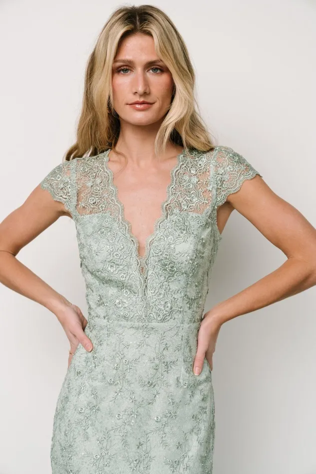 Oriana Embossed Shimmer Midi Dress Sage Women Baltic Born Embellished Sequin Oriana Embossed Shimmer Midi Dress Sage Women Baltic Born Embellished Sequin