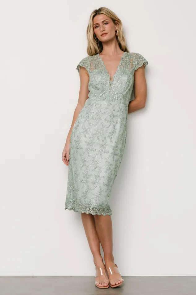 Oriana Embossed Shimmer Midi Dress Sage Women Baltic Born Embellished Sequin Oriana Embossed Shimmer Midi Dress Sage Women Baltic Born Embellished Sequin