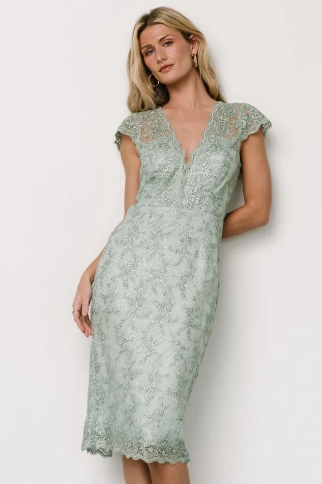 Oriana Embossed Shimmer Midi Dress Sage Women Baltic Born Embellished Sequin Oriana Embossed Shimmer Midi Dress Sage Women Baltic Born Embellished Sequin