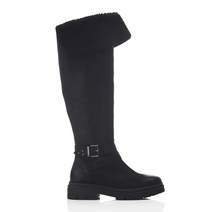 Over The Knee Boots Women Moda In Pelle Indiie Black Nubuck