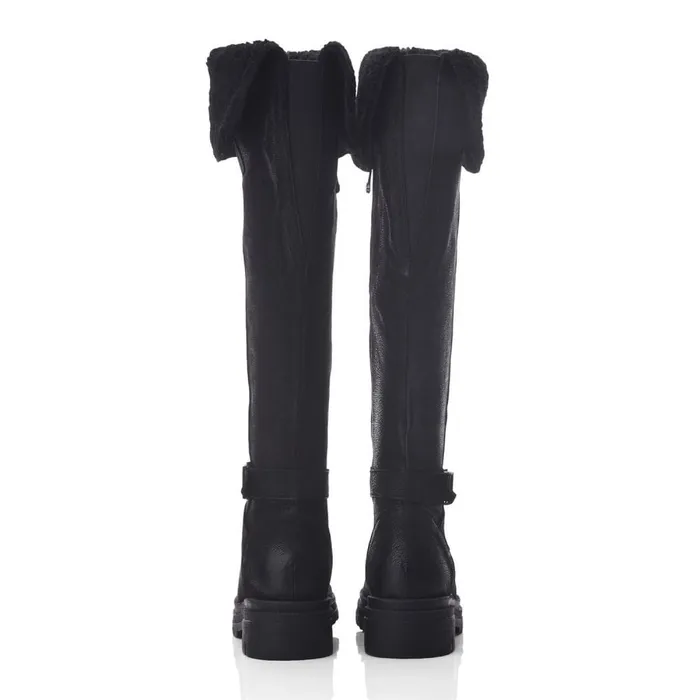 Over The Knee Boots Women Moda In Pelle Indiie Black Nubuck