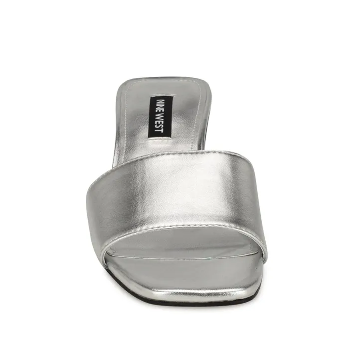 Paire Slide Sandals Silver Women Nine West Low Heel Paire Slide Sandals Silver Women Nine West Low Heel