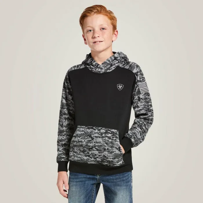 Patriot Hoodie Black Digi Camo Kids Ariat Sweatshirts and Hoodies