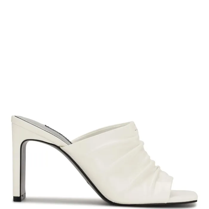 Peary Heeled Slide Sandals White Women Nine West Dress