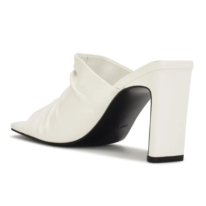 Peary Heeled Slide Sandals White Women Nine West Dress Peary Heeled Slide Sandals White Women Nine West Dress