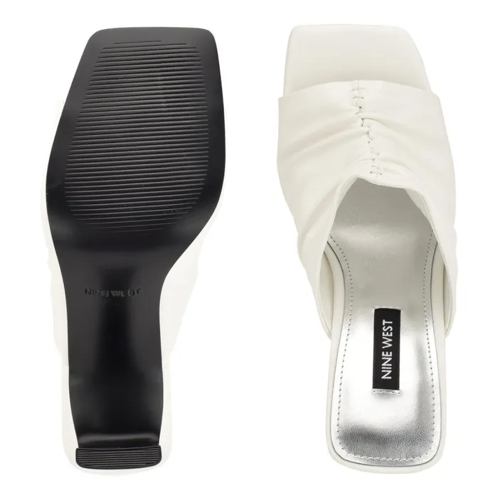 Peary Heeled Slide Sandals White Women Nine West Dress Peary Heeled Slide Sandals White Women Nine West Dress