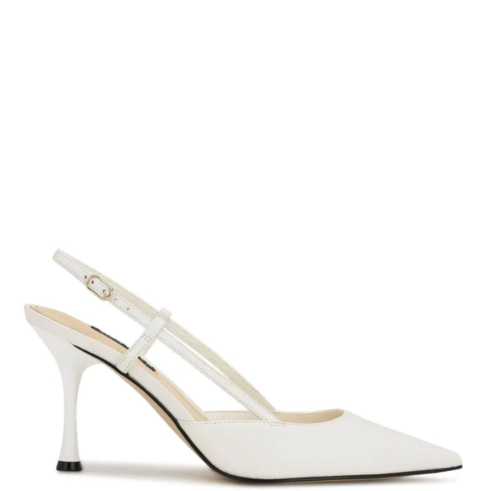 Peni Slingback Pumps White Leather Women Nine West Slingbacks