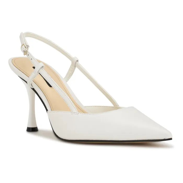 Peni Slingback Pumps White Leather Women Nine West Slingbacks Peni Slingback Pumps White Leather Women Nine West Slingbacks