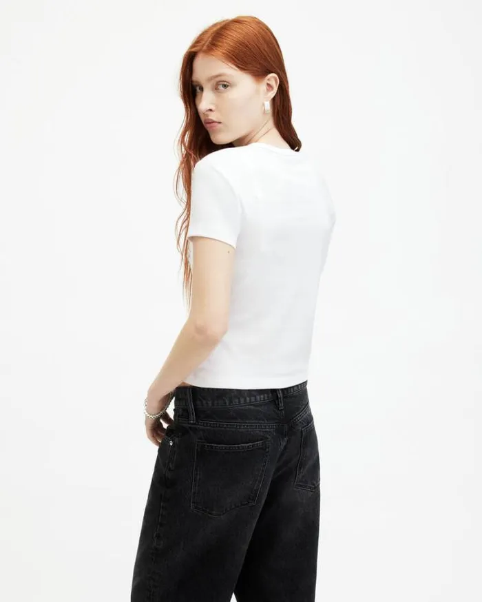 Perta Metallic Printed Stevie TShirt Optic White Women AllSaints TShirts
